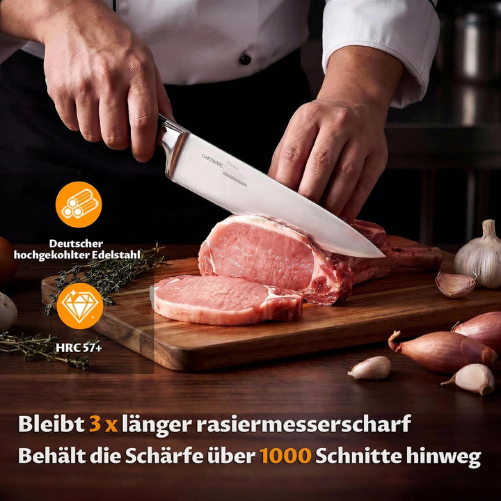 OAKSWARE Messerset, Küchenmesser Set 3-tlg hochwertigem Carbon Edelstahl, Ultra Scharfes Messer set