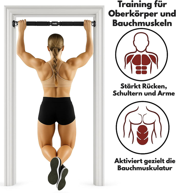 molti Klimmzugstange Türrahmen, verstellbar 63–100 cm, ohne Bohren montierbar, rutschfeste Griffe, b