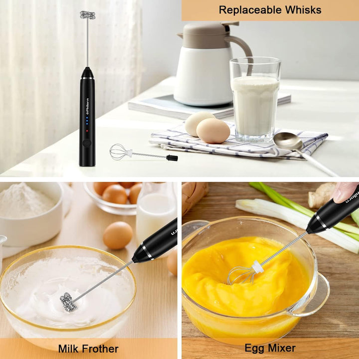 Philorn Milchaufschäumer Stab, Milchaufschäumer Elektrisch Stab Hand Held, 3-Gang USB-C Aufladbar Au