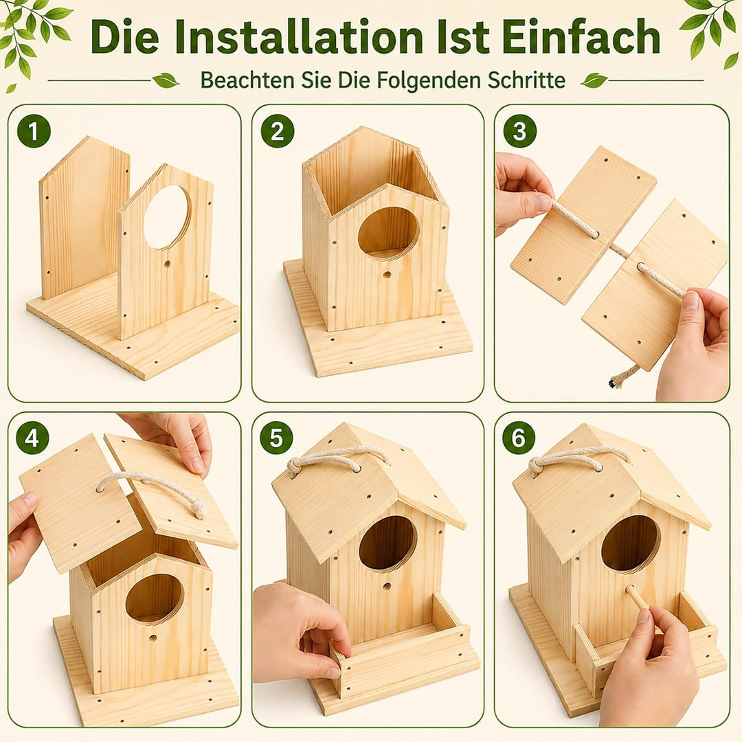 Vogelhaus Zum Bemalen - Vogelhaus Holz Bastelset (15.3×15.3×15.8cm)