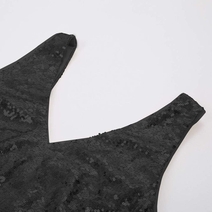 GRACE KARIN Damen Pailletten Tops Sparkle Shimmer Weste Ärmellos V-Ausschbitt U-Back Side Split Blus