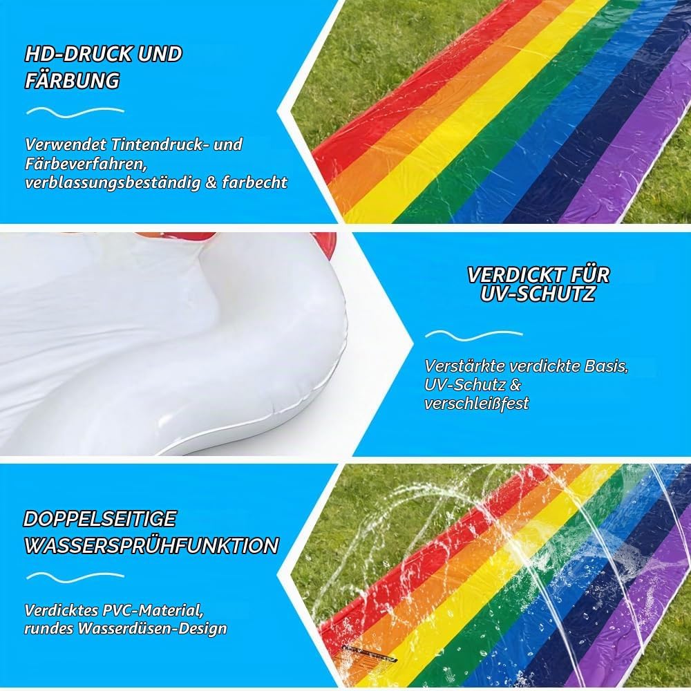 480x140 cm Wasserrutsche Garten für Kinder, Doppelte Wasserrutschmatte mit Bodyboards, Wasserrutsche