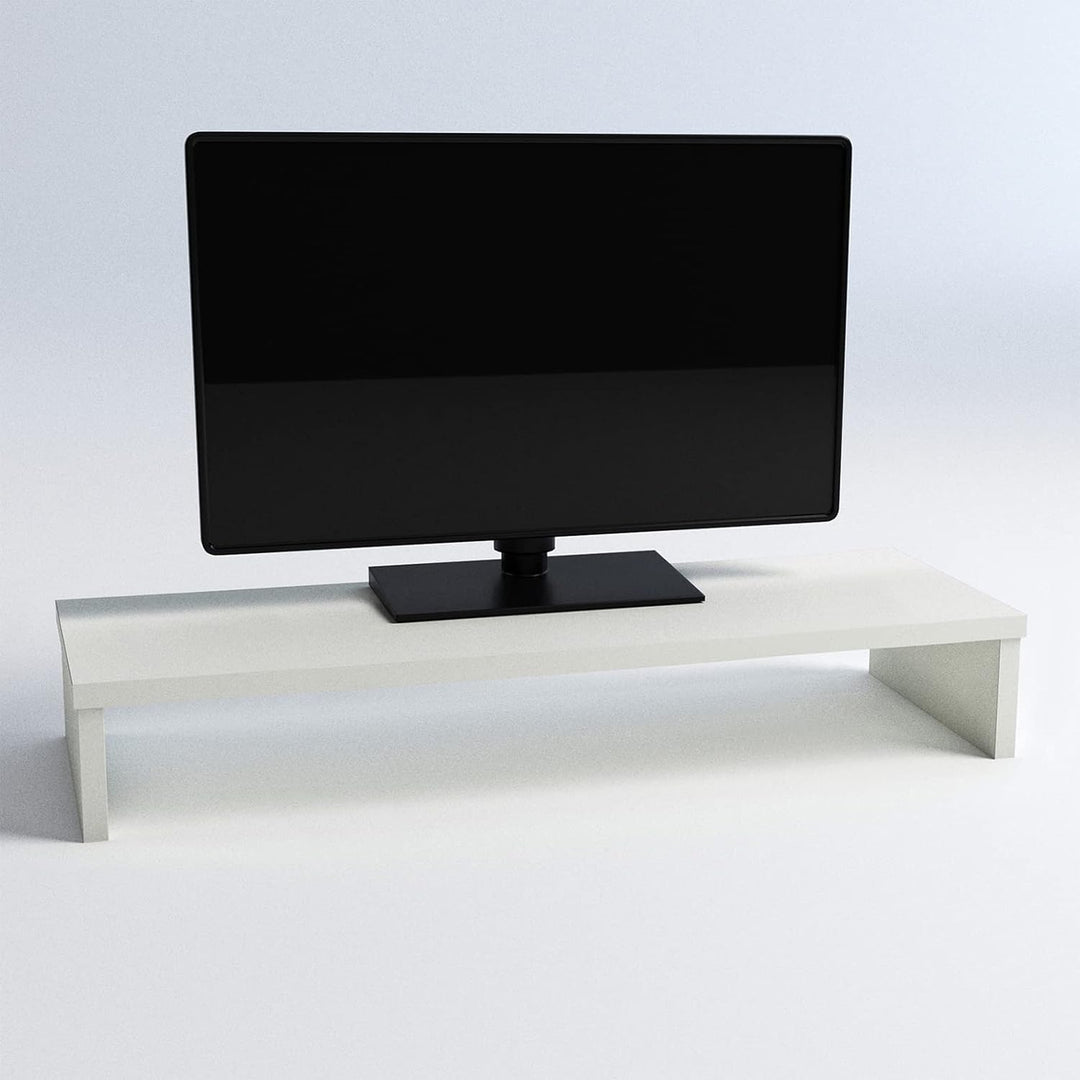 Henor Monitorständer TV-Bildschirmerhöhung in FSC® 82 x 26.5 x 12 cm. Unterstützt 50 kg Weiss 82x26.
