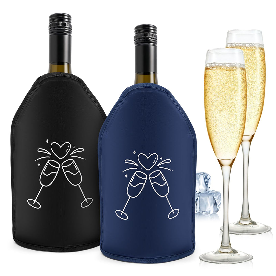 2 Stück Weinkühler Manschette Isolierend, Kühlmanschette Wein Flexibel, Waschbar Flaschenkühler für