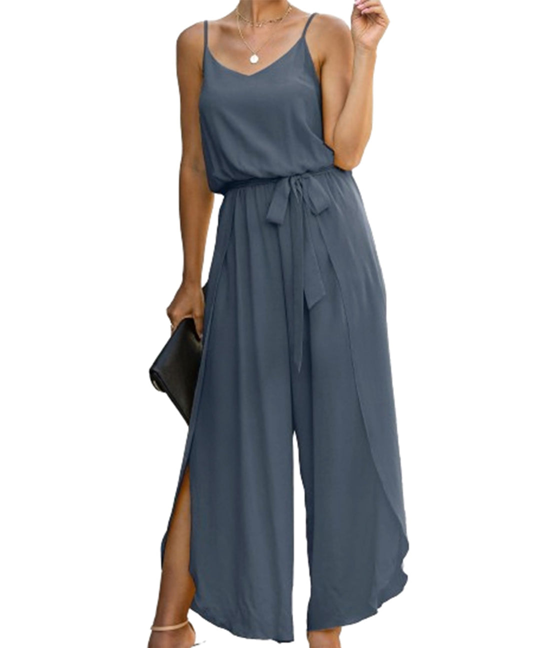 ASOMI Jumpsuit Damen Sommer Lang: Sexy Cocktail Elegant Mode Gürtel Overall Hochzeit Hawaii Urlaub S
