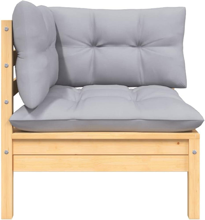 vidaXL Garten Ecksofa, Modular Gartenmöbel mit Grauen Kissen, Sofa Lounge Sessel für Garten Terrasse