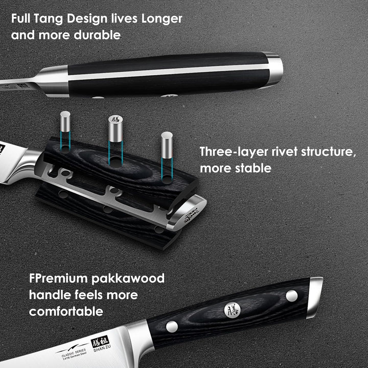 SHAN ZU Filetiermesser, Filitiermesser Scharf 18cm, Deutscher Edelstahl Fischfiliermesser mit Ergono