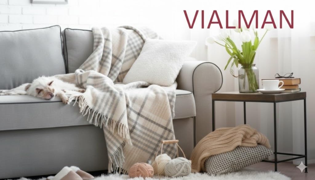 VIALMAN Leichtes Bouti-Tagesdecke, Grau, 105 x 190 cm 105x190 cm Grau, 105x190 cm Grau