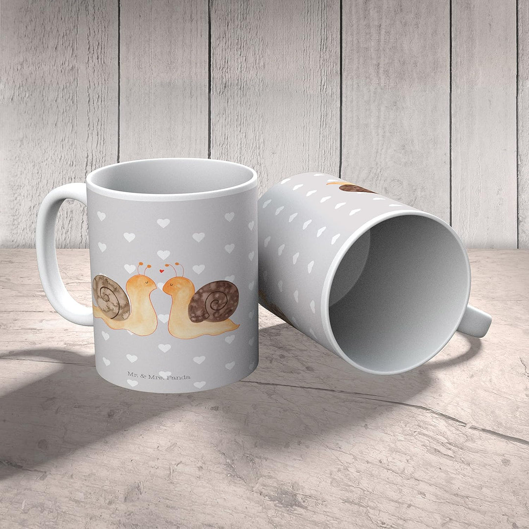Mr. & Mrs. Panda Plastikbecher Schnecken Liebe - Geschenk, Pott, Mehrwegbecher, glücklich, Verliebt,
