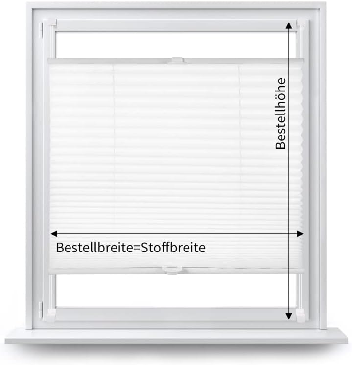 Eurohome Plissee Weiss 105x120cm klemmfix ohne Bohren Easyfix für Fenster und Türen B105 x H120 cm W