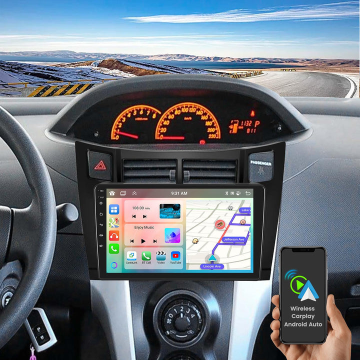 Hikity 8 Core 4+64GB Android 15 Autoradio für Toyota Yaris 2006-2011 Wireless CarPlay Android Auto，9