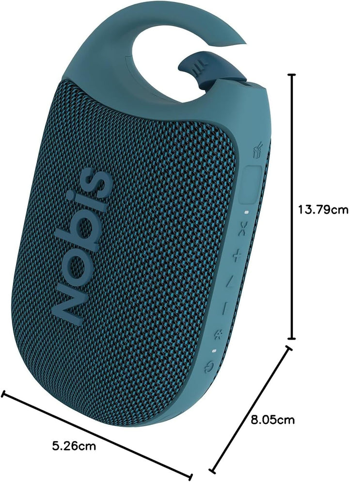 NOBIS Clip N1 Tragbarer Bluetooth Lautsprecher mit App, Beat-Modus, bis zu 24 Stunden Spielzeit, IP6
