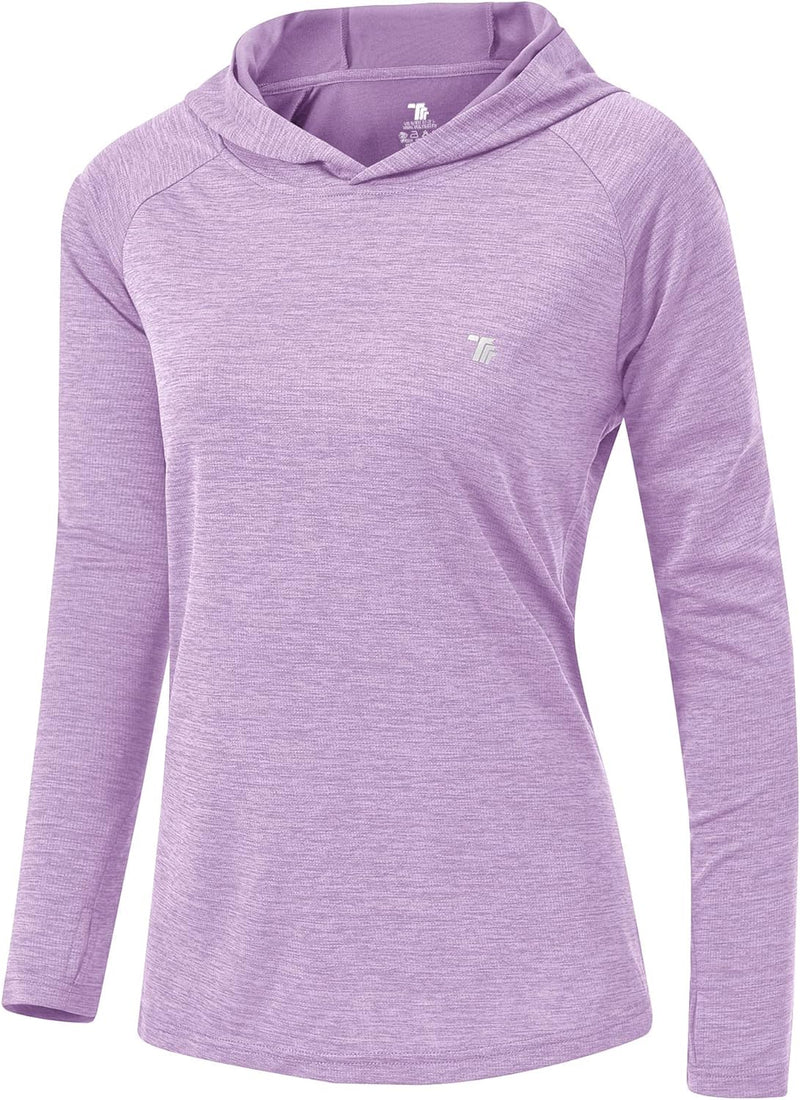 YSENTO Damen Laufshirt Langarm Sportshirt UPF 50+ Schnelltrocknend UV Schutz Hoodie Pullover Wanders