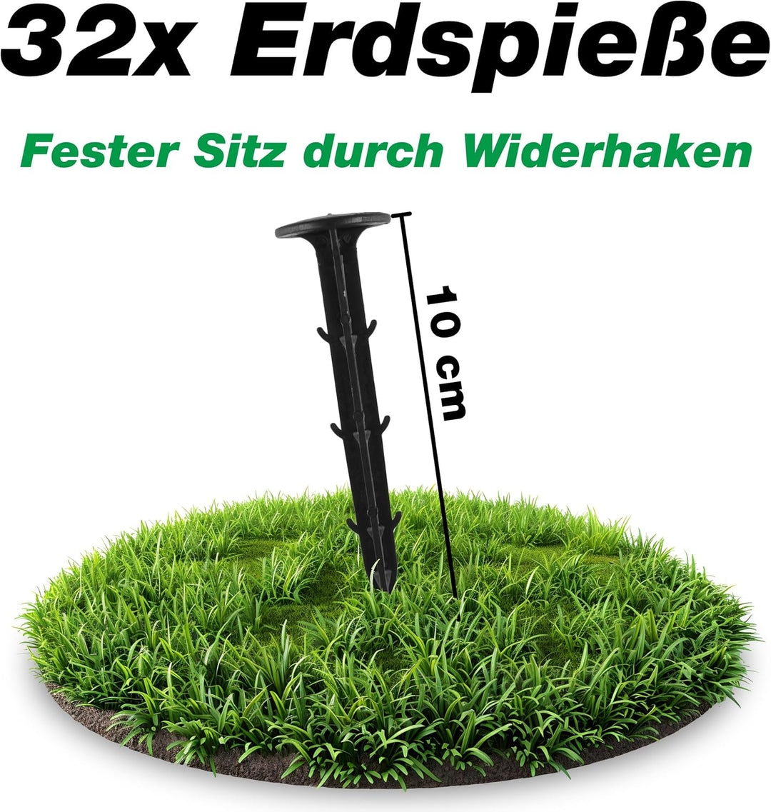 Abdecknetz (6x10m) schwarz mit Erdspiessen | feinmaschig (10x10mm) mit stabilem Rand | Teichabdeckun