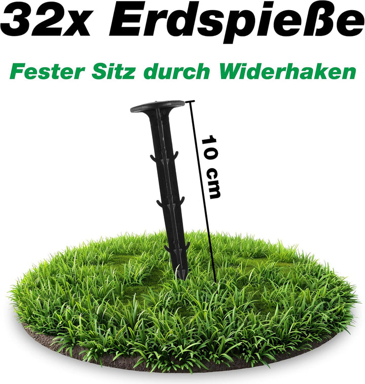 Abdecknetz (6x10m) schwarz mit Erdspiessen | feinmaschig (10x10mm) mit stabilem Rand | Teichabdeckun