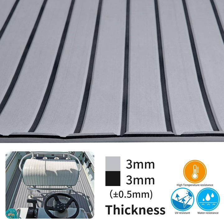 MIJOBS Grau und Schwarz Eva Teak Selbstklebend Deck Boot Selbstklebend rutschfeste Matte Marinedeck