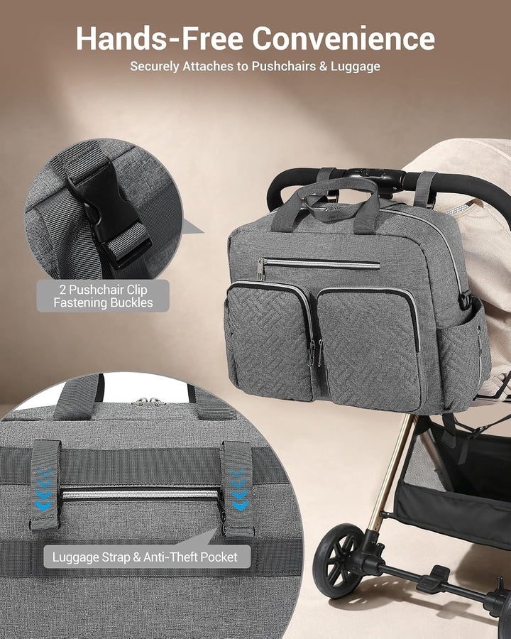 KONO Baby-Wickeltasche, stilvoll, für Mama und Papa, wandelbare Reisetasche mit isolierten Taschen G