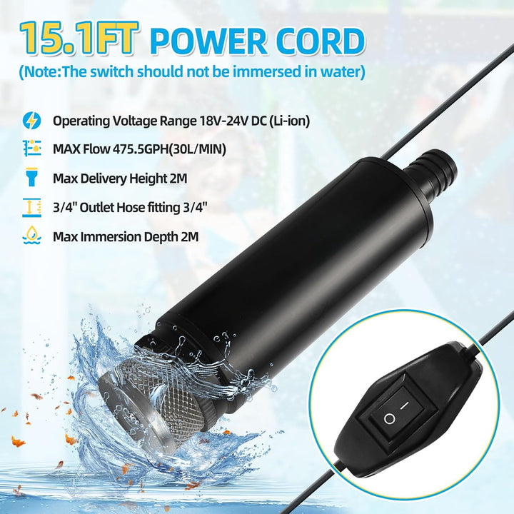Kabellose Tauchpumpe, kompatibel mit Makita 18V Akku, Mini-Wasser-Öl-Pumpenadapter, Dieselöl-Wasser-