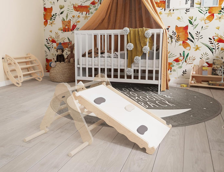 MAMOI® Rutsche Indoor, Rutschbrett für Klettergerüst, Kinderrutsche aus Holz für Kletterdreieck und