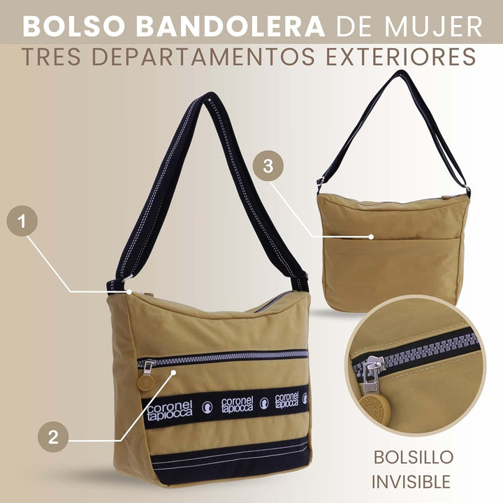 CORONEL TAPIOCCA Damen Umhängetasche Schultertasche Schulterriemen Reissverschluss Handtasche Crossb