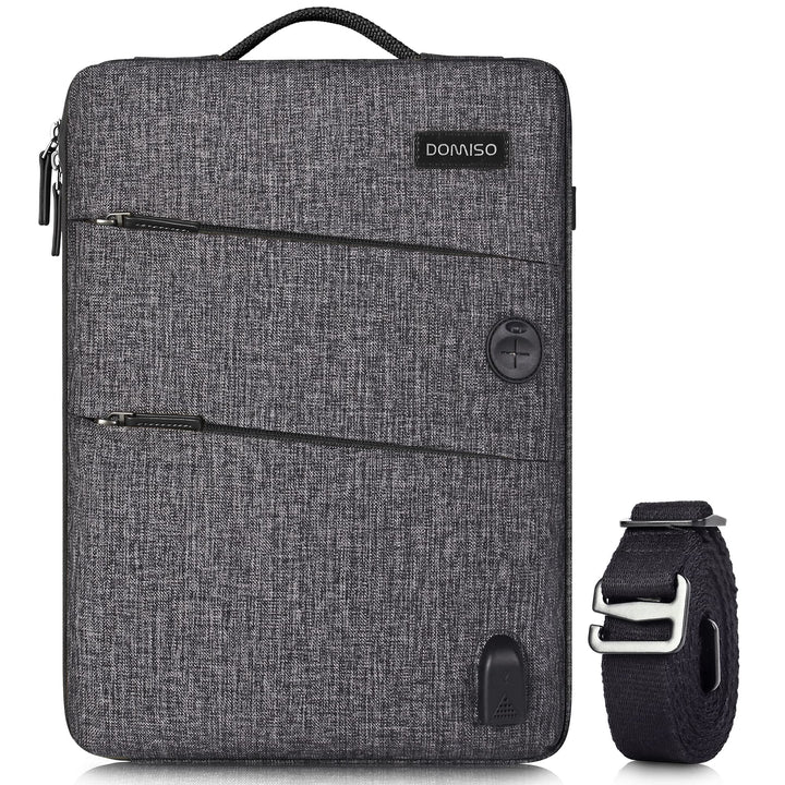 DOMISO 17 Zoll Wasserdicht Laptophülle mit USB Ladeanschluss Headphone Port Laptop Tasche Notebook H