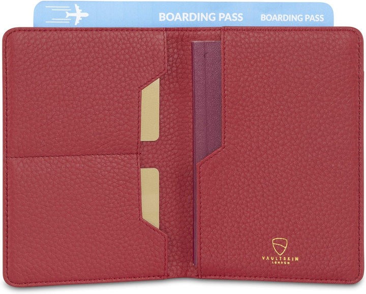 Vaultskin Kensington Reisepasshülle aus Leder mit RFID-Schutz (Matt Rot), Matt Rot