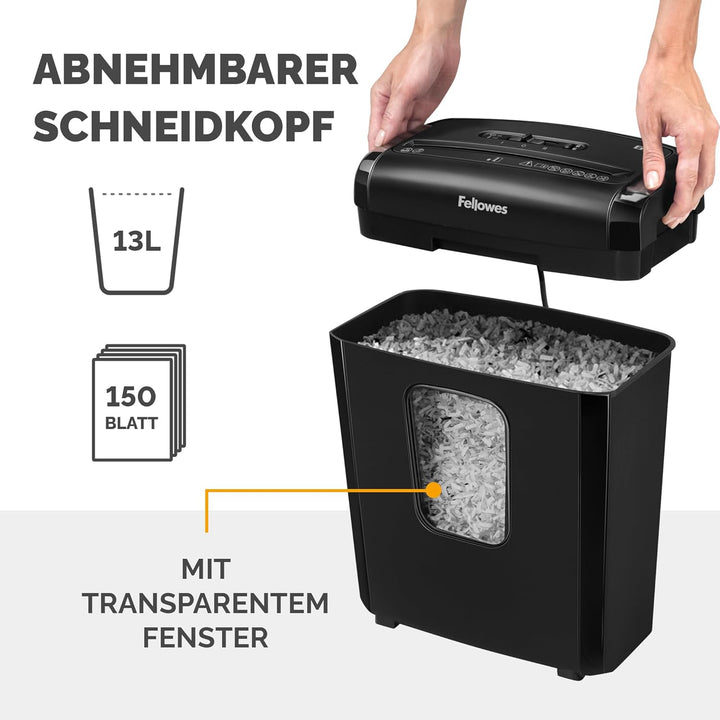 Fellowes Minicut Aktenvernichter 6 Blatt (P4), Papierschredder für Zuhause und Homeoffice, Powershre