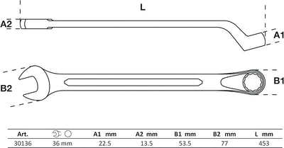 BGS 30136 | Maul-Ringschlüssel, gekröpft | SW 36 mm Schlüsselweite: 36 mm, Schlüsselweite: 36 mm