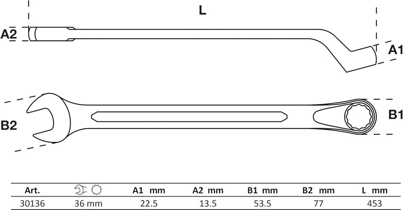 BGS 30136 | Maul-Ringschlüssel, gekröpft | SW 36 mm Schlüsselweite: 36 mm, Schlüsselweite: 36 mm