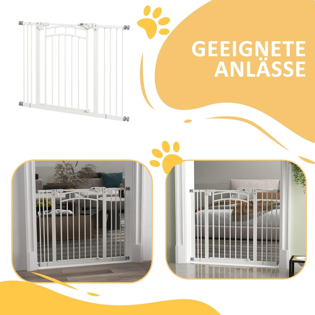 PawHut Treppenschutzgitter Türschutzgitter Ohne Bohren 74-100cm Kinderschutzgitter mit Auto-Close Be