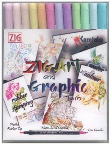 Kuretake TUT-80/12VPA Farbenset, Plastik, diverse farben, 19,4 x 14,4 x 1,5 cm