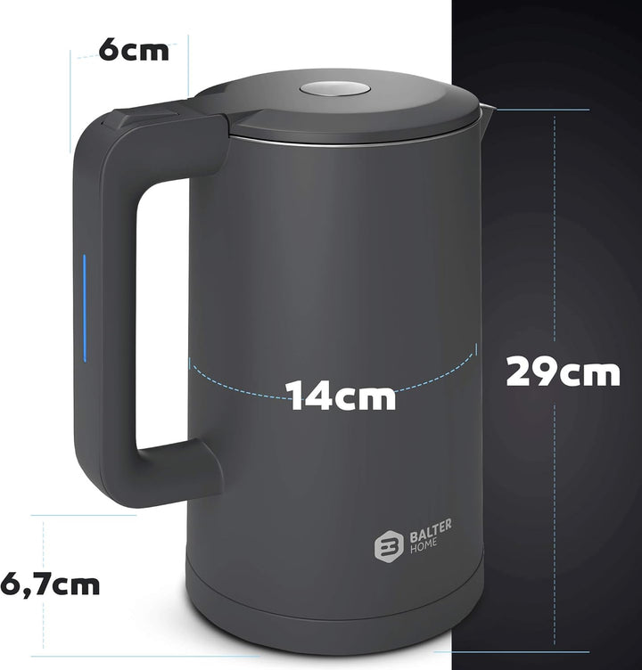 Balter Wasserkocher Edelstahl WK-4, 1,7 Liter, elektrischer Wasserkocher, Doppelwand Design, BPA fre