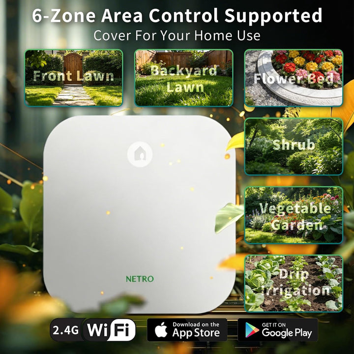 Netro Smart-Sprinkler-Controller, Wireless-LAN, Wetter Aware, Remote Access, 6 Zone, Kompatibel mit