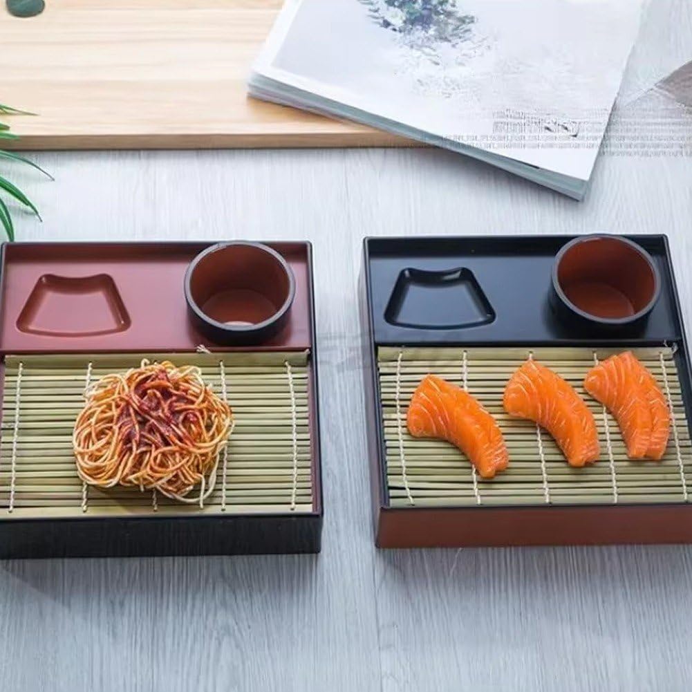 Japanischer Soba-nudelteller, Traditioneller Kalter Nudelteller, Gericht Kalten Nudeln, Sushi-Teller