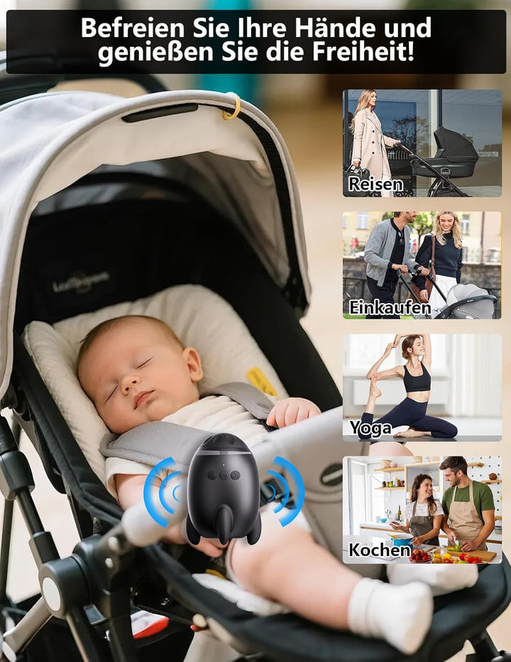 Kinderwagenschaukler, Wiederaufladbar Schlafhilfe für Baby mit 0-7000 U/min und Timer, kinderwagen S