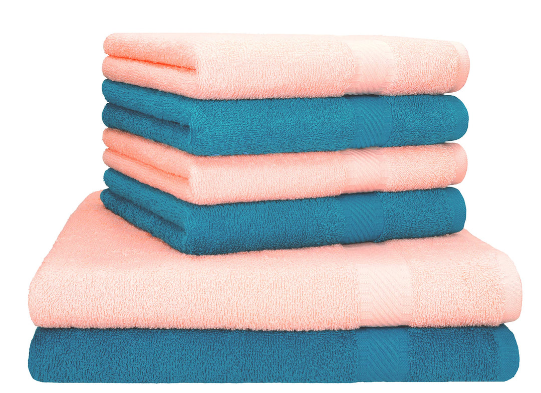 Betz Palermo Handtuch-Set – 6er Handtücher-Set - 2X Liegetücher - 4X Handtücher - 50x100 cm - Petrol