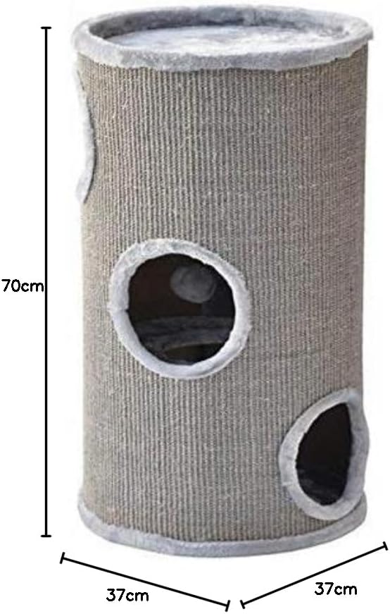 nanook Kratztonne Kratzbaum Condo mit Spielball, Sisal Plüsch, grau 70 cm Grösse L: 70 cm Grau, Gr&#