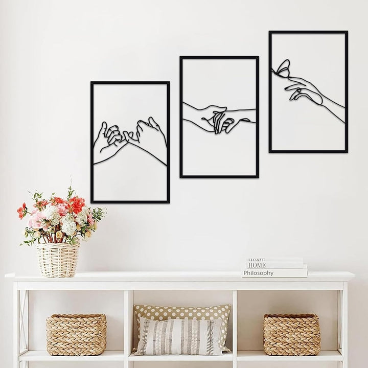 Resama Minimalistische Linien Weiblicher Körper Handform Metall Wandkunst Dekor, Moderne Abstrakte L