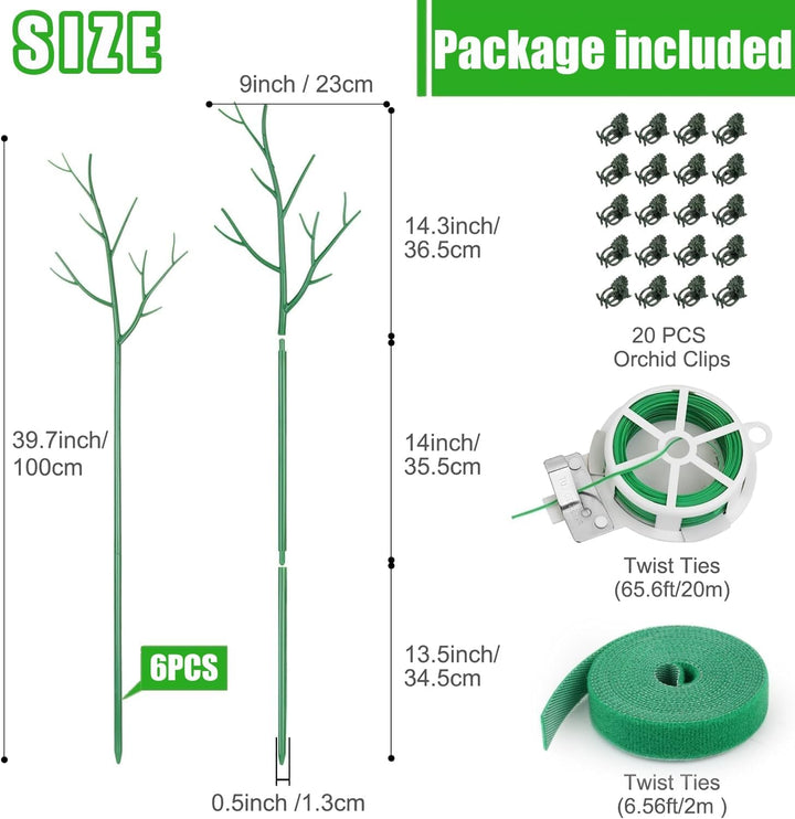 6Pcs Rankhilfe Pflanzenstütze für Zimmerpflanzen, Abnehmbare Pflanzenstäbe Pflanzstabverbinder 100cm