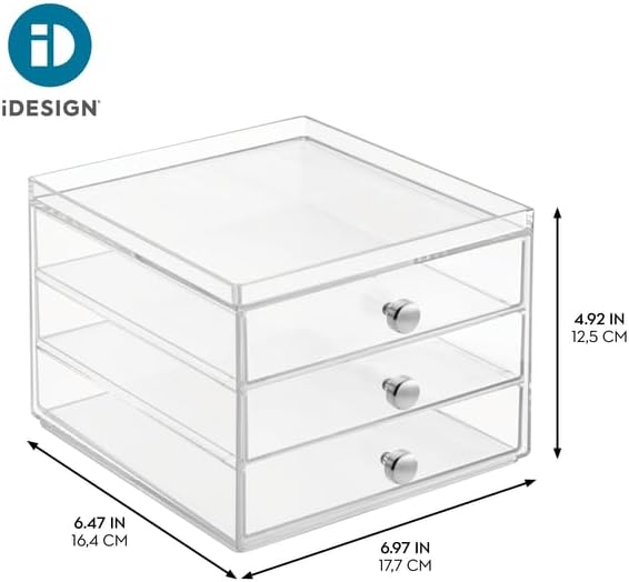 iDesign 37060EU Clarity 3 Stapelbare Schubladen Schmal, durchsichtig, 3 Stapelbare Schubladen Schmal