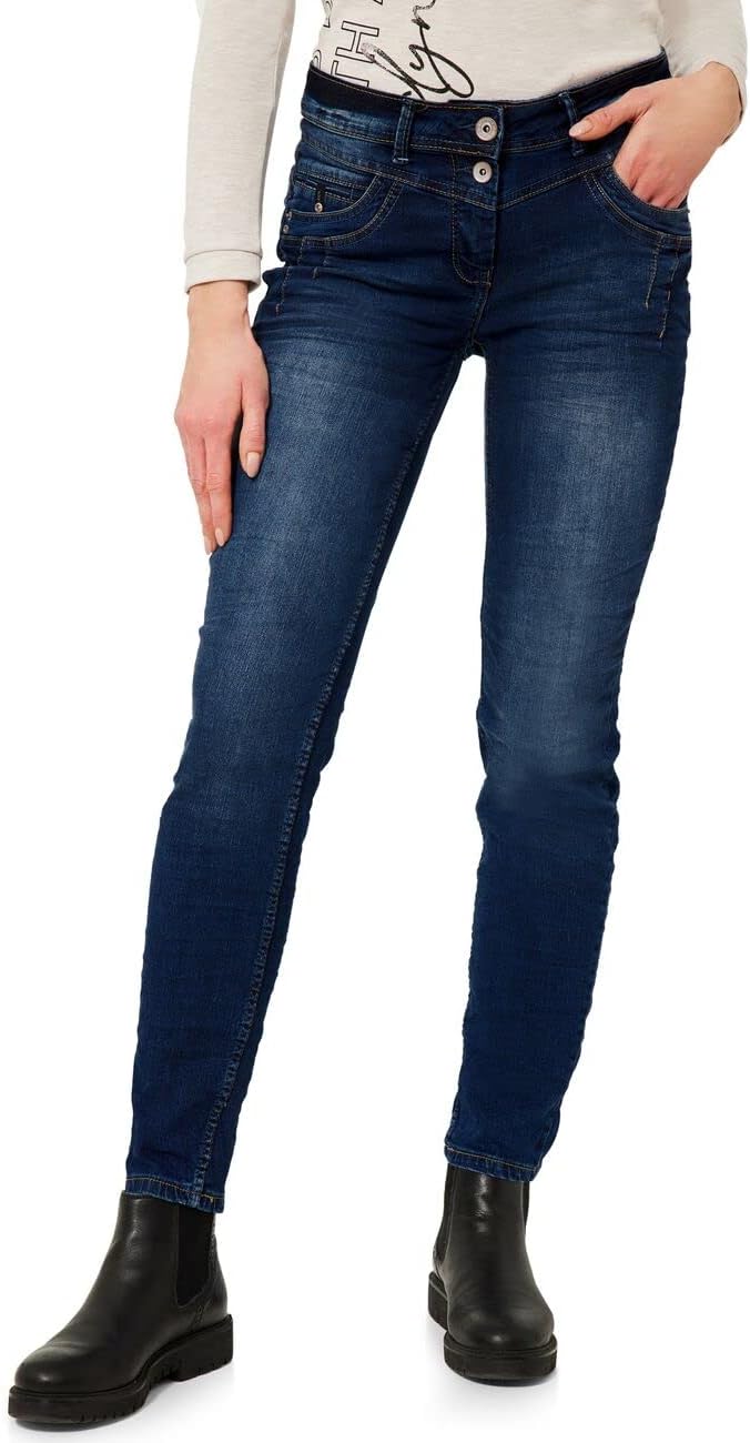 Cecil Damen Jeanshose Loose 27W / 30L Dark Blue Used Wash, 27W / 30L Dark Blue Used Wash