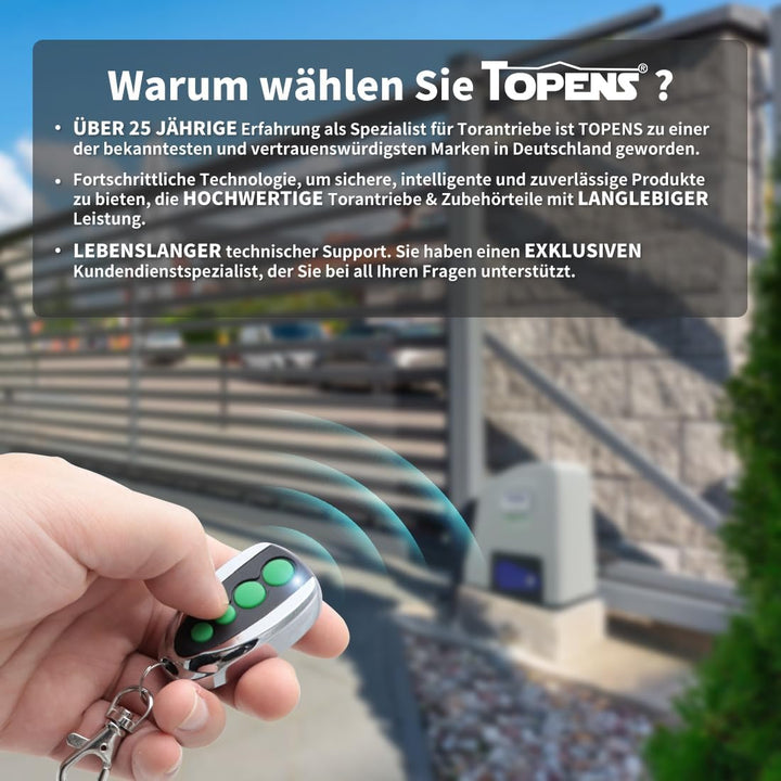 TOPENS M12 Handsender Fernbedienung 4-Kanal-Transmitter für automatischen Torantrieb Drehtorantrieb