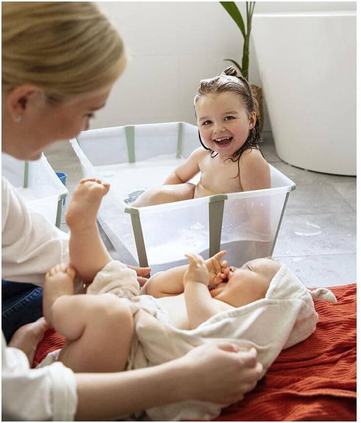 Stokke Flexi Bath X-Large, Ocean Blue - Geräumige faltbare Babybadewanne - Leichte Konstruktion & ei