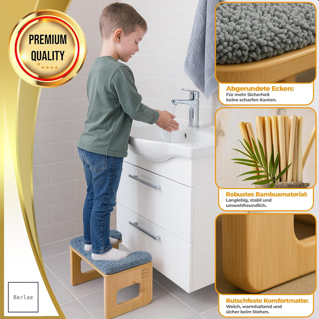 Bambus Toilettenhocker Erwachsene mit Komfortmatte – Klohocker Erwachsene Klappbar & Langlebig, Falt