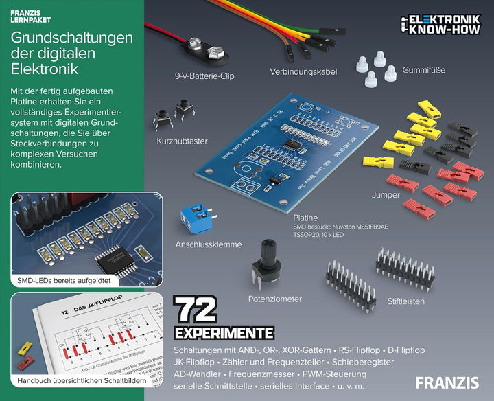 FRANZIS 67204 - Lernpaket Grundschaltungen der digitalen Elektronik - Komplettset für 72 Praxis-Proj