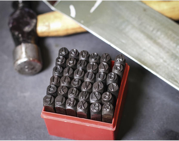 Letter &amp; Number Punch Set 36pc 8mm 8 mm Red, 8 mm Red