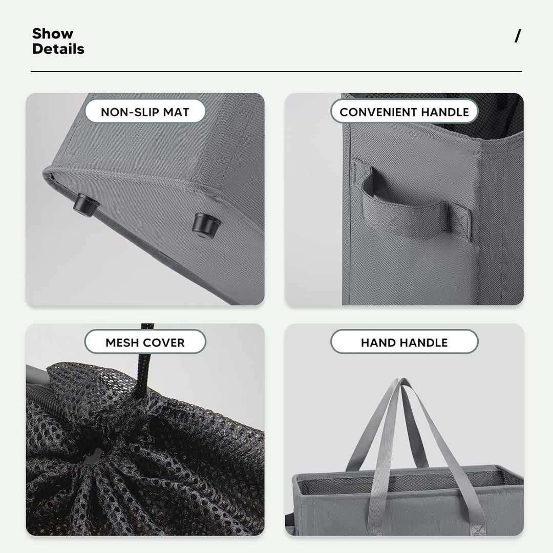 Slim Wäschekorb Faltbar Mit Griffen für Waschküche, Schlafzimmer, Badezimmer, 39x19x61CM, 45L (Dunke
