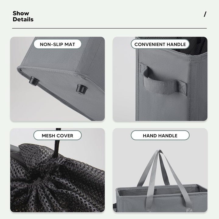 Slim Wäschekorb Faltbar Mit Griffen für Waschküche, Schlafzimmer, Badezimmer, 39x19x61CM, 45L (Dunke