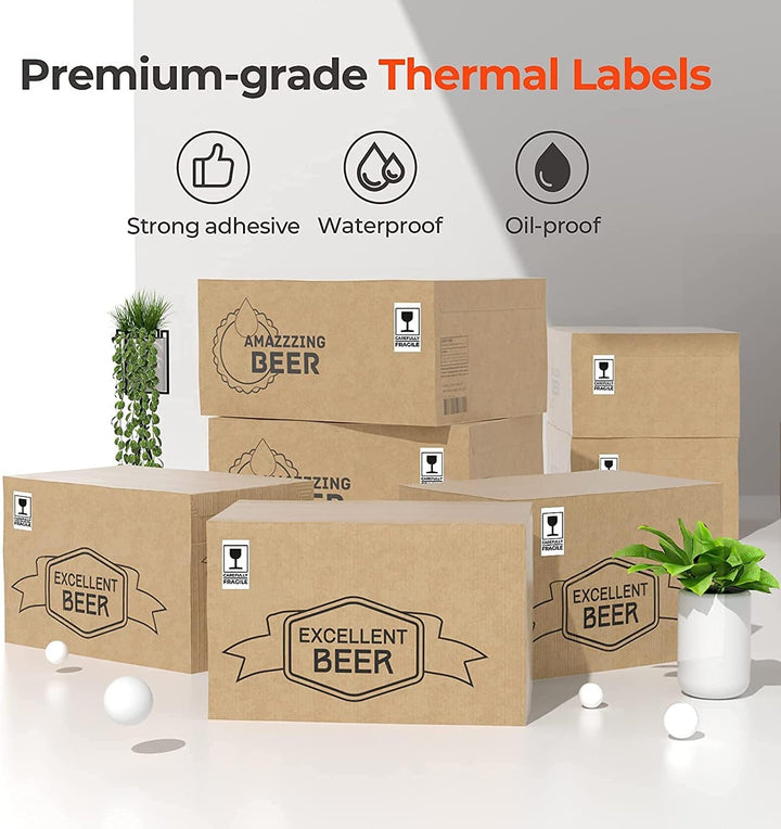 MUNBYN 57x32mm Thermodirekt-Etiketten, Selbstklebend Adressaufkleber, BPA&BPS Freies Quadratisches E