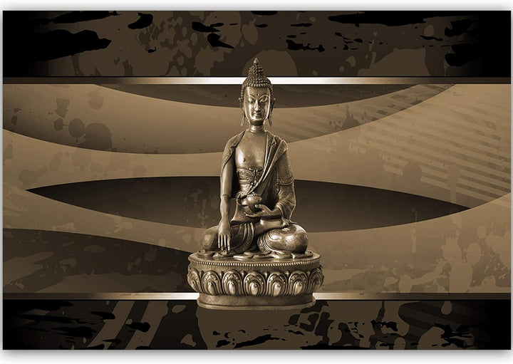 Wanddeko XXL Buddha Leinwandbild 5 Teilig Abstraktion Figur Spa Zen braun 100x70 cm Leinwandbild 100